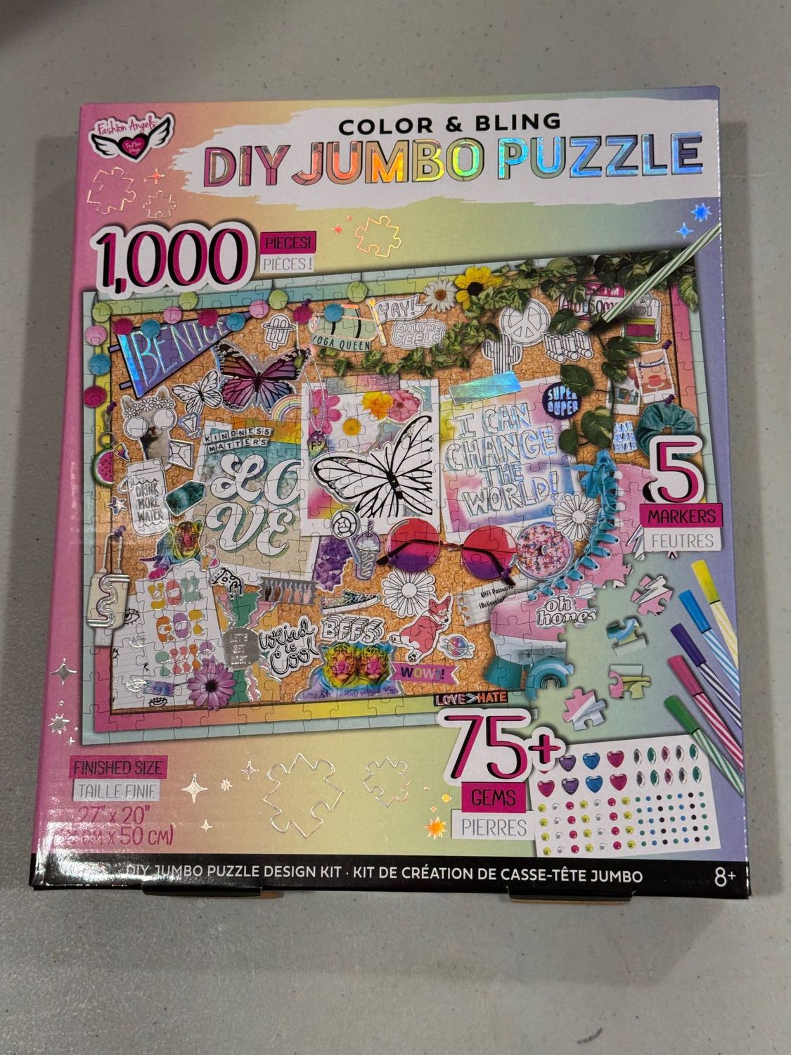 Puzzle - Color and Bling. DIY Jumbo Puzzle. Fashion Angels. 1000 pieces. Childrens 8+.
