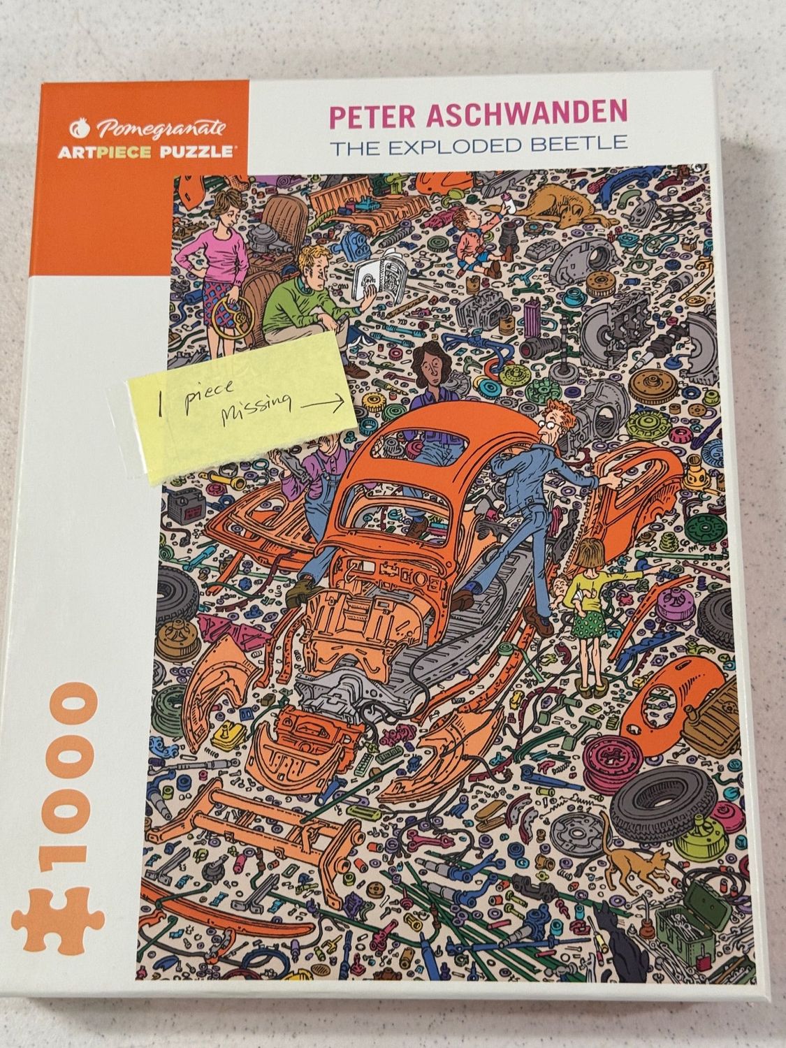 Puzzle - Exploded Beetle, The. Pomegranate Artpiece. 1000 Pieces. (1 piece missing)