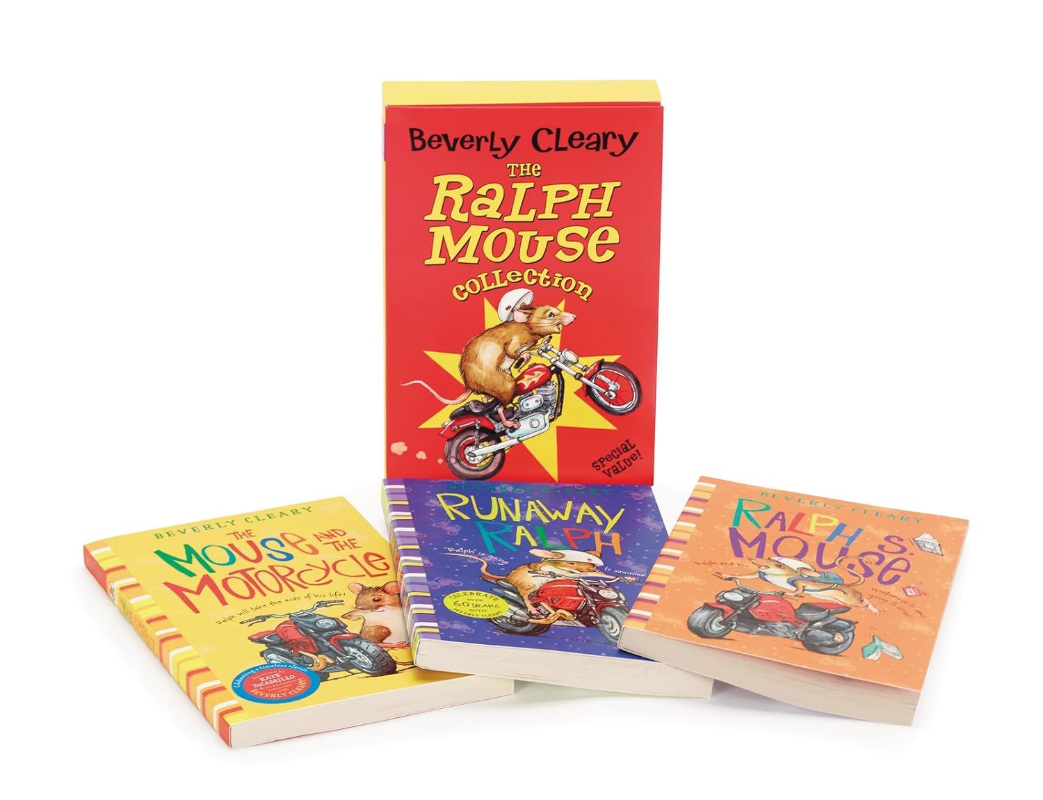 Ralph Mouse Collection (The Mouse and the Motorcycle / Runaway Ralph / Ralph S. Mouse) by Beverly Cleary and Paul O. Zelinsky. 2023 Softcover Boxed Set (Ch-FIC)