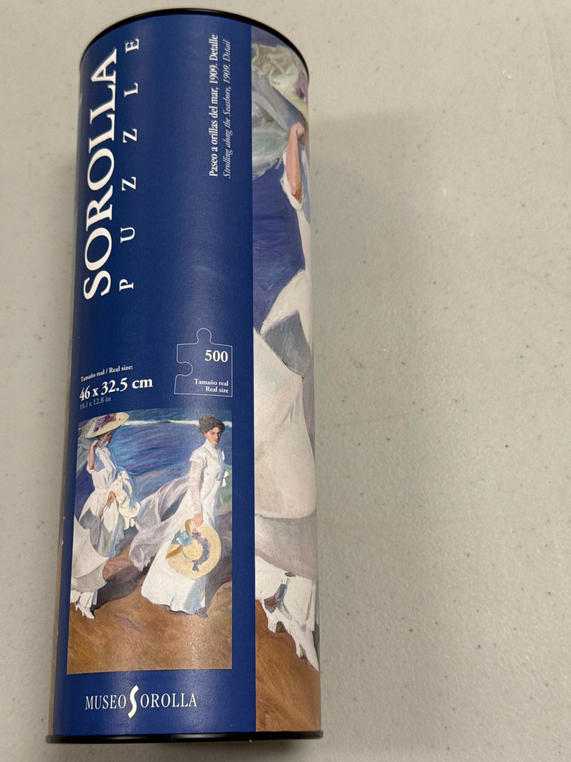 Puzzle - Strolling Along the Seashore. Sorolla Puzzle. 500 pieces. In cylindrical container.