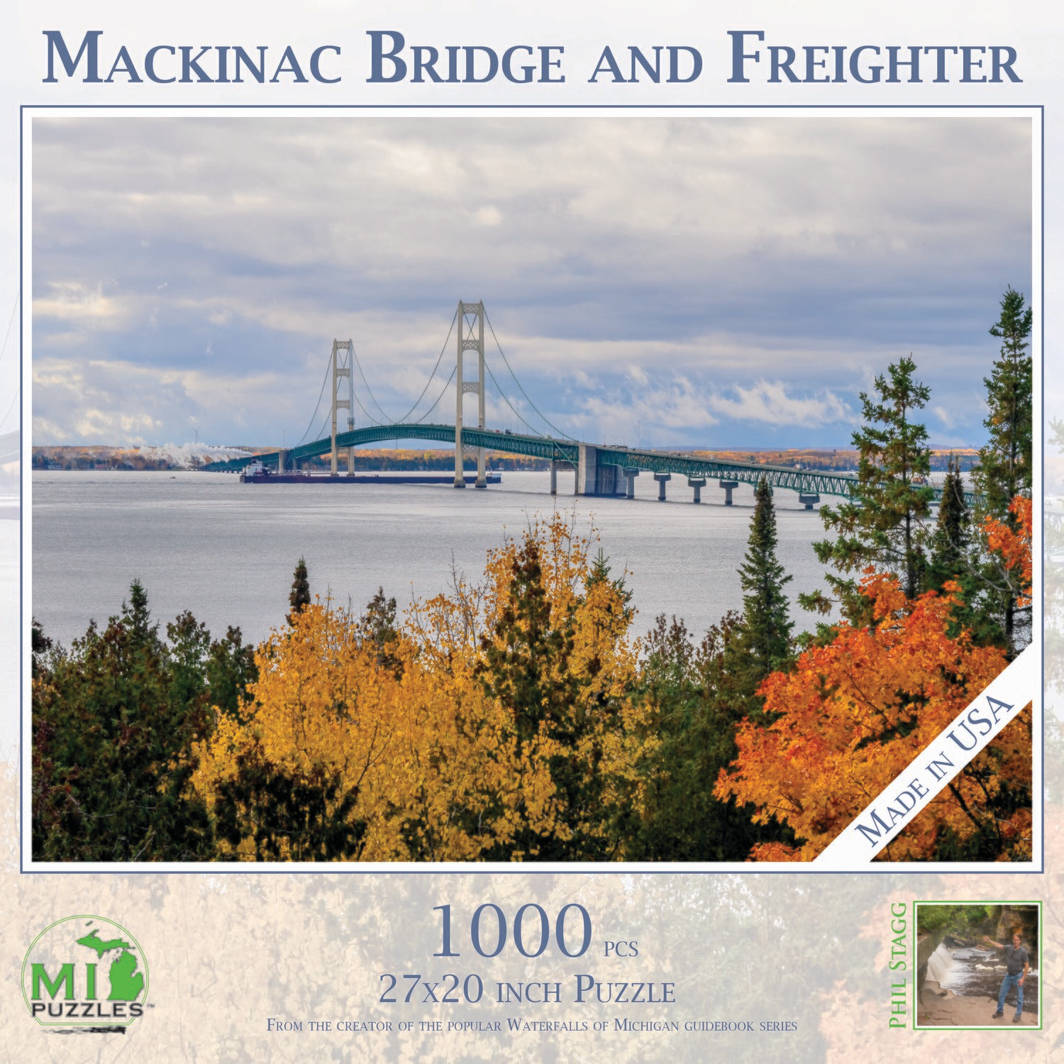 MACKINAC BRIDGE AND FREIGHTER