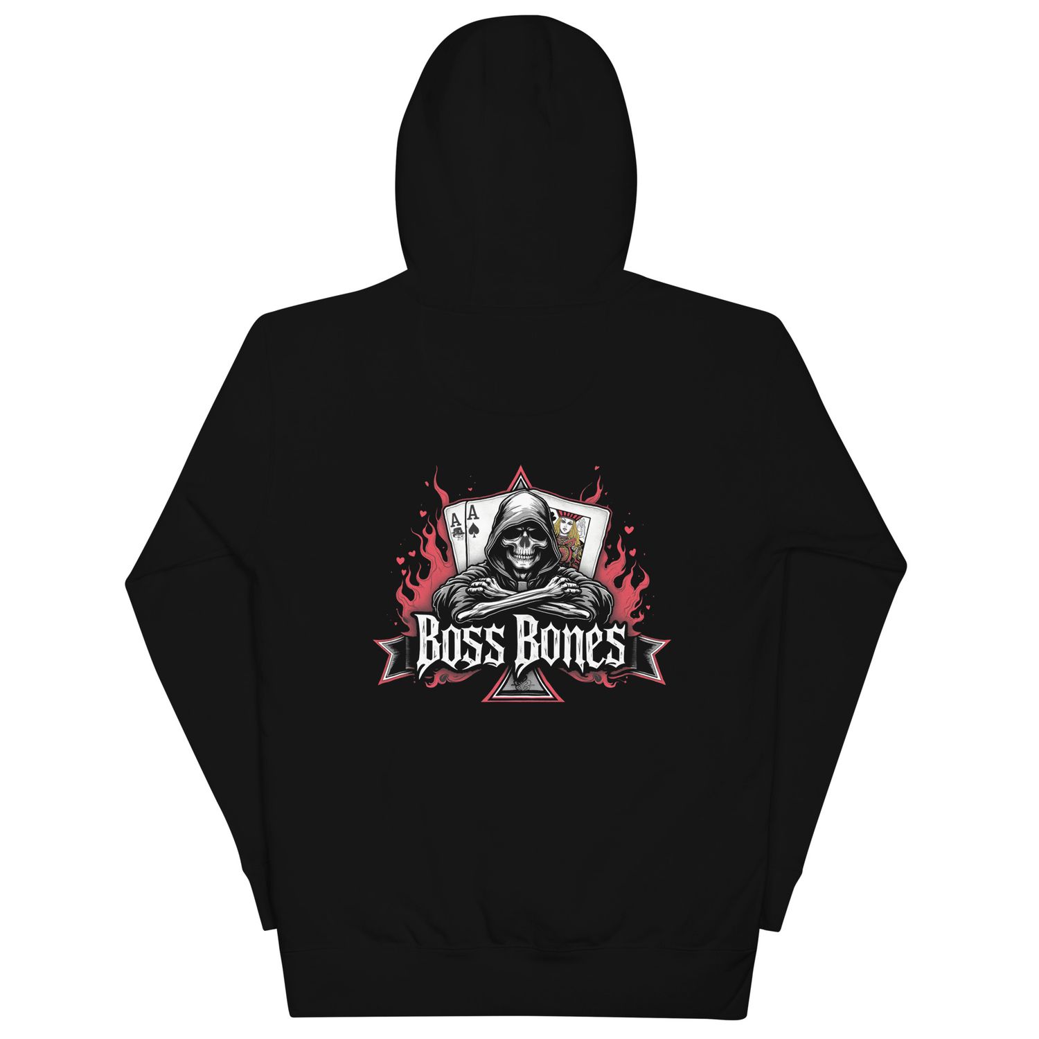 Boss Bones Aces &amp; Flames Skull Unisex Hoodie