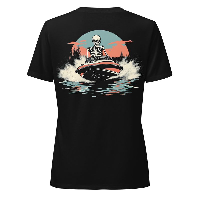 Boss Bones Jet Boat Skully Women’s relaxed v-neck t-shirt