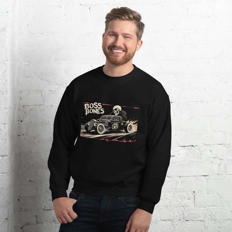 Embrace the chill with the Boss Bones Racer Unisex Sweatshirt – where warmth meets the wild spirit of racing. This isn&#39;t just any sweatshirt; it&#39;s your new favorite layer for the colder months.
