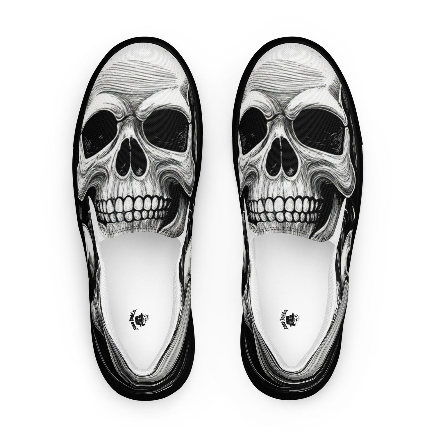 Boss Bones Men’s Slip-On Canvas Shoes – Cool Skull Print