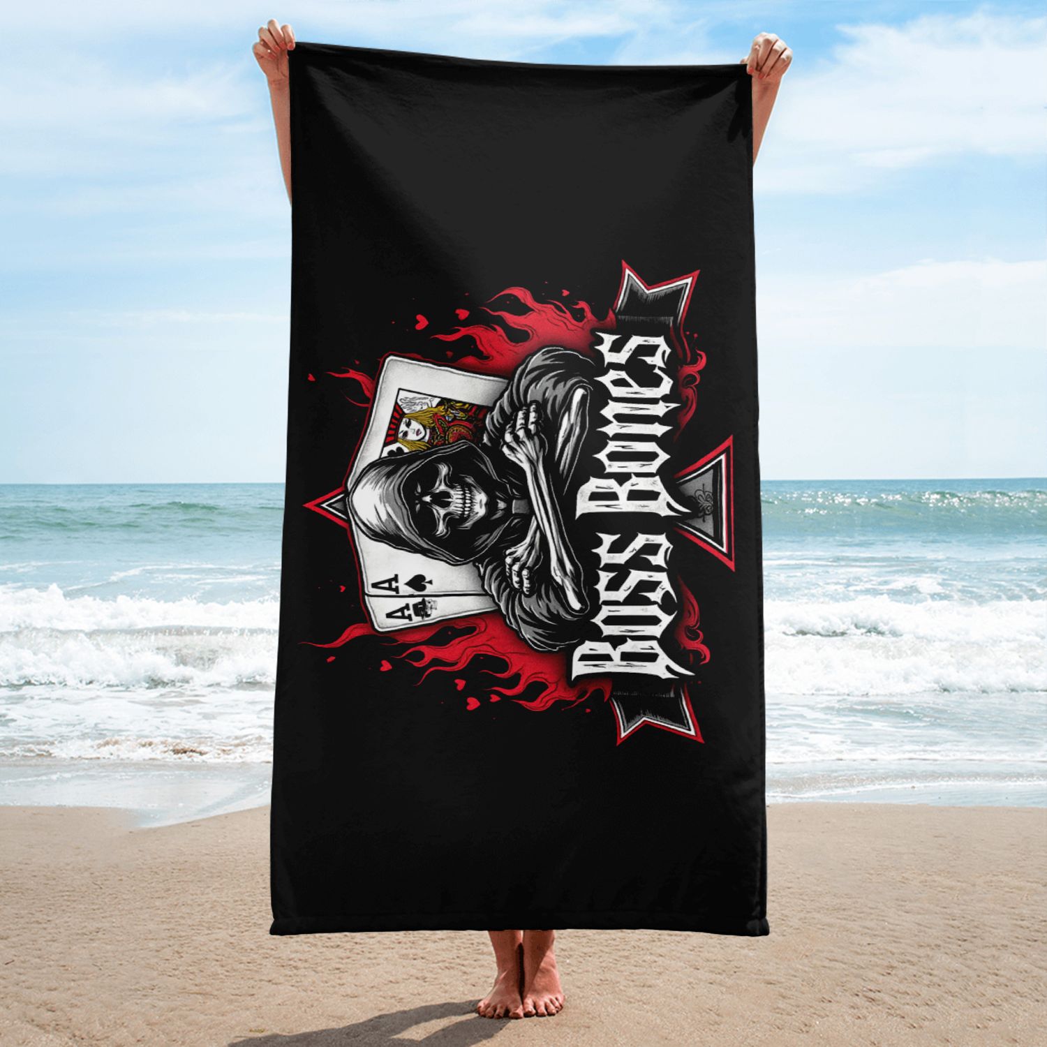 Boss Bones Towel Aces &amp; Flames