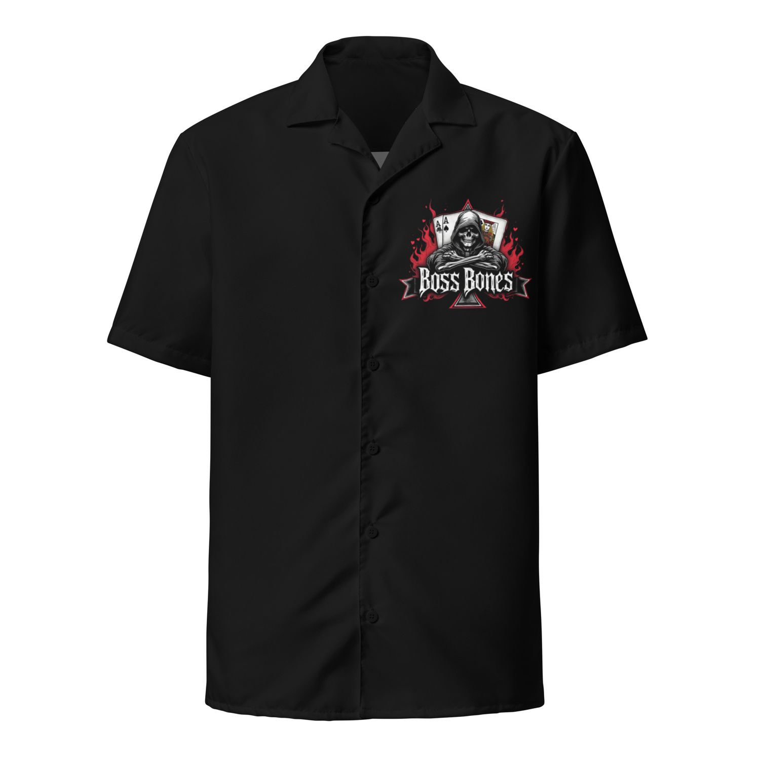 Unisex button Boss Bones shirt ACES &amp; FLAMES