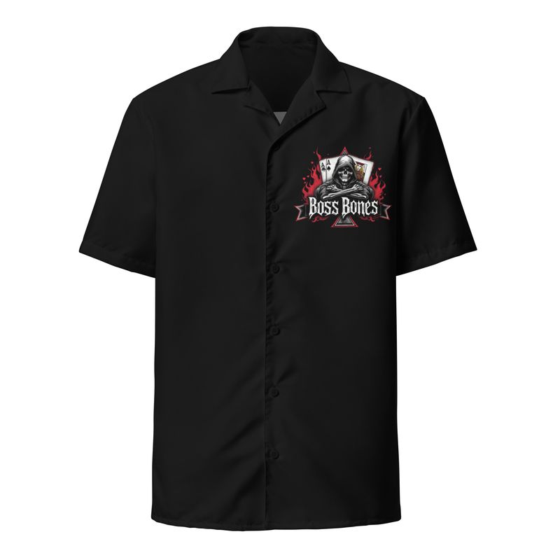 Unisex button Boss Bones shirt ACES &amp; FLAMES