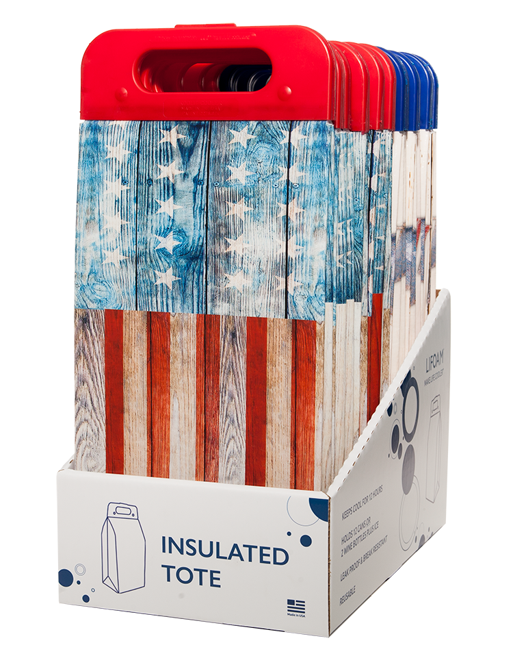 Lifoam Koolit Cooler Insulated Tote Bag Americana Reuseable 12pk
