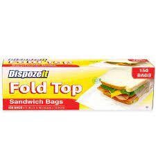 Dispozeit Sandwich Fold Top Bags 6.5X5.5 150CT Each