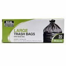 Real Tough 39 Gallon 32.5x41.5 Trash Bags 30ct 12/case