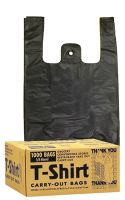 Black 1/6 T-Shirt Bags 1000 count