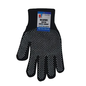 Black Winter Gloves w/grip Dots 12 count