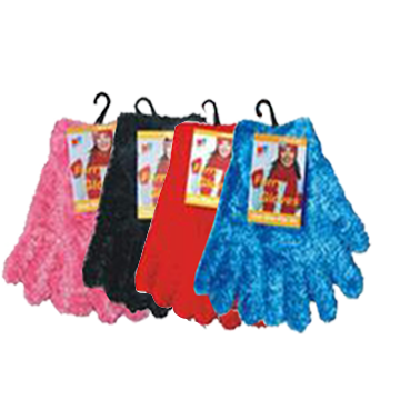 Ladies Furry Gloves Solid Assorted Colors 12 count