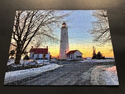 Point Clark Lighthouse Puzzle Winter Sunset Glow