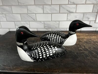 Hand Carved and Painted Loons