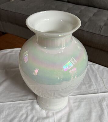 Iridescent White Vase - Vintage