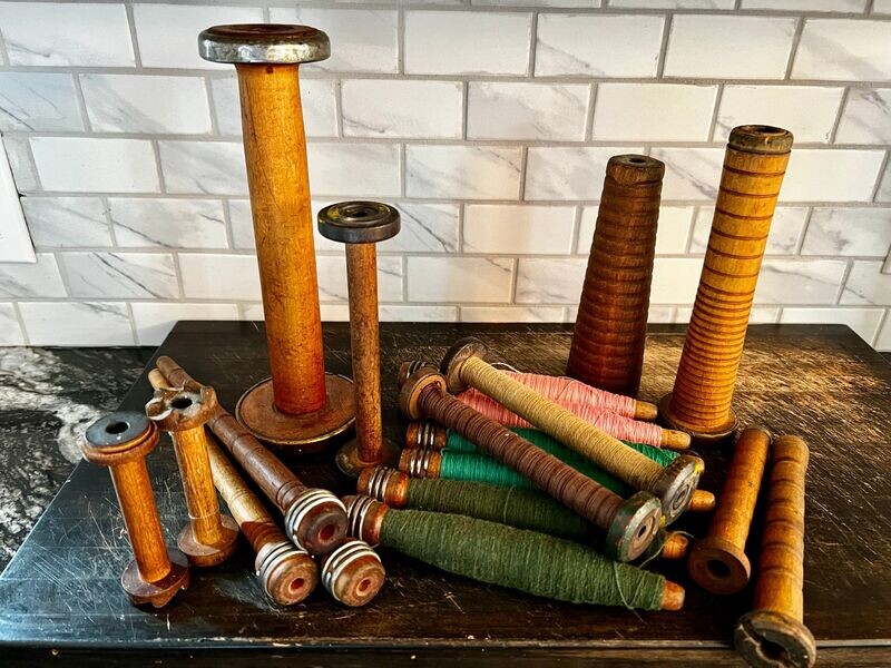 Wooden Bobbin Spools - Vintage