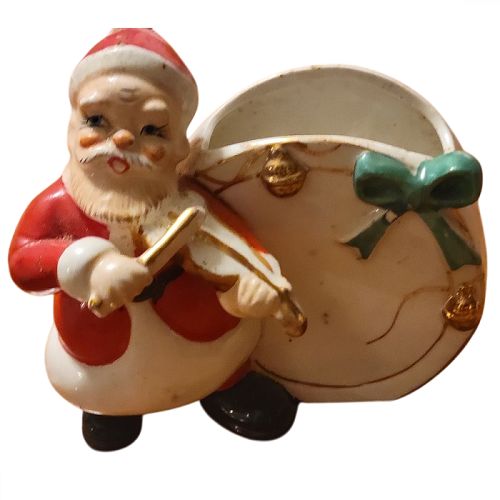 Santa with Violin Christmas Planter
