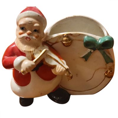 Santa with Violin Christmas Planter