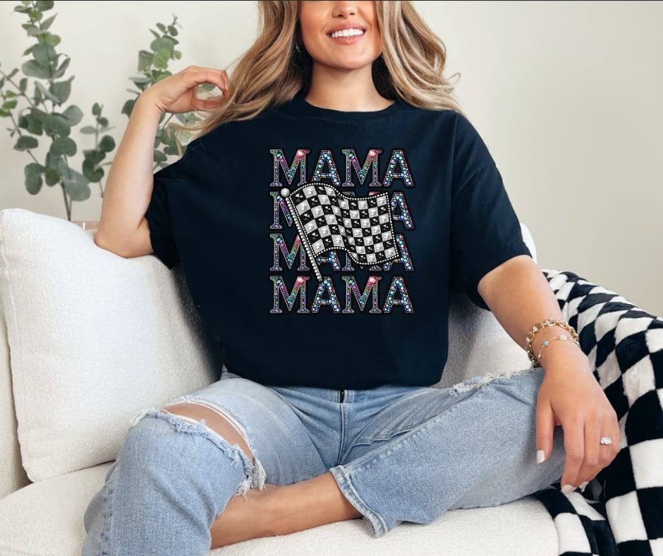 Mama (Rhinestone Racetrack Flag)