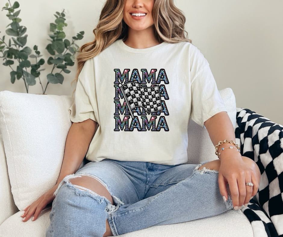 Mama (Rhinestone Racetrack Flag)