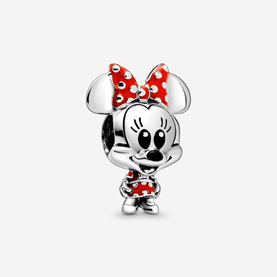 Disney Charms Myszka Minnie z sukienką i kokardą w grochy