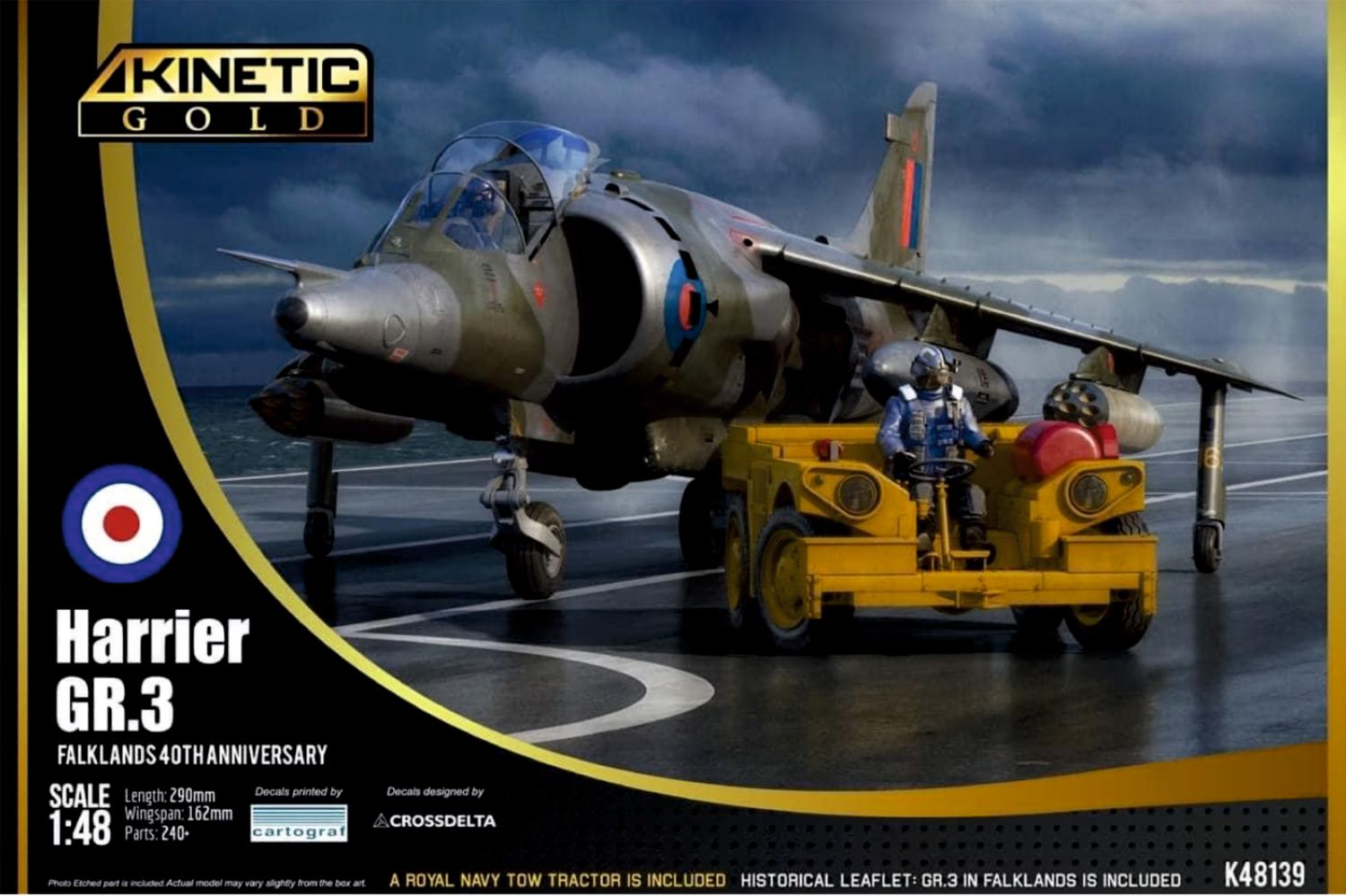 Kinetic 48139 1/48 Harrier GR.3 Falklands 40th Anniversary (includes Royal Navy Tow Tractor)
