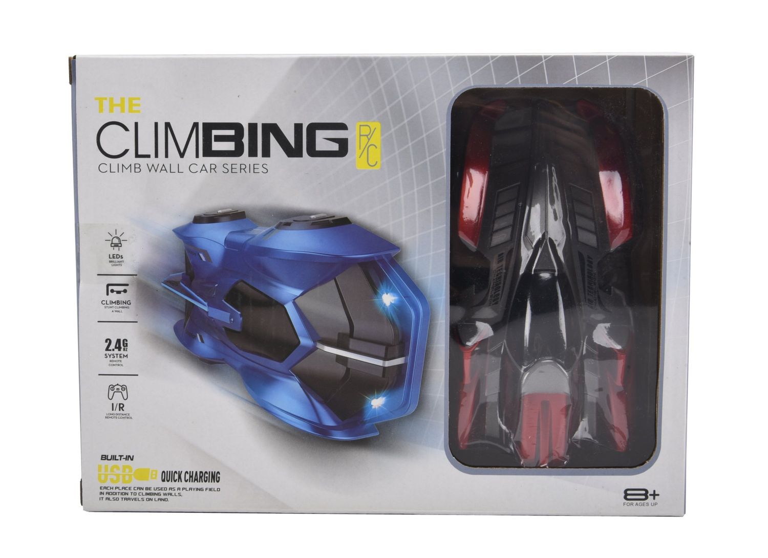 R/C 2.4GHz Wall Climbing Car with Battery &amp; USB Charger (14cm Long) Assorted Styles
