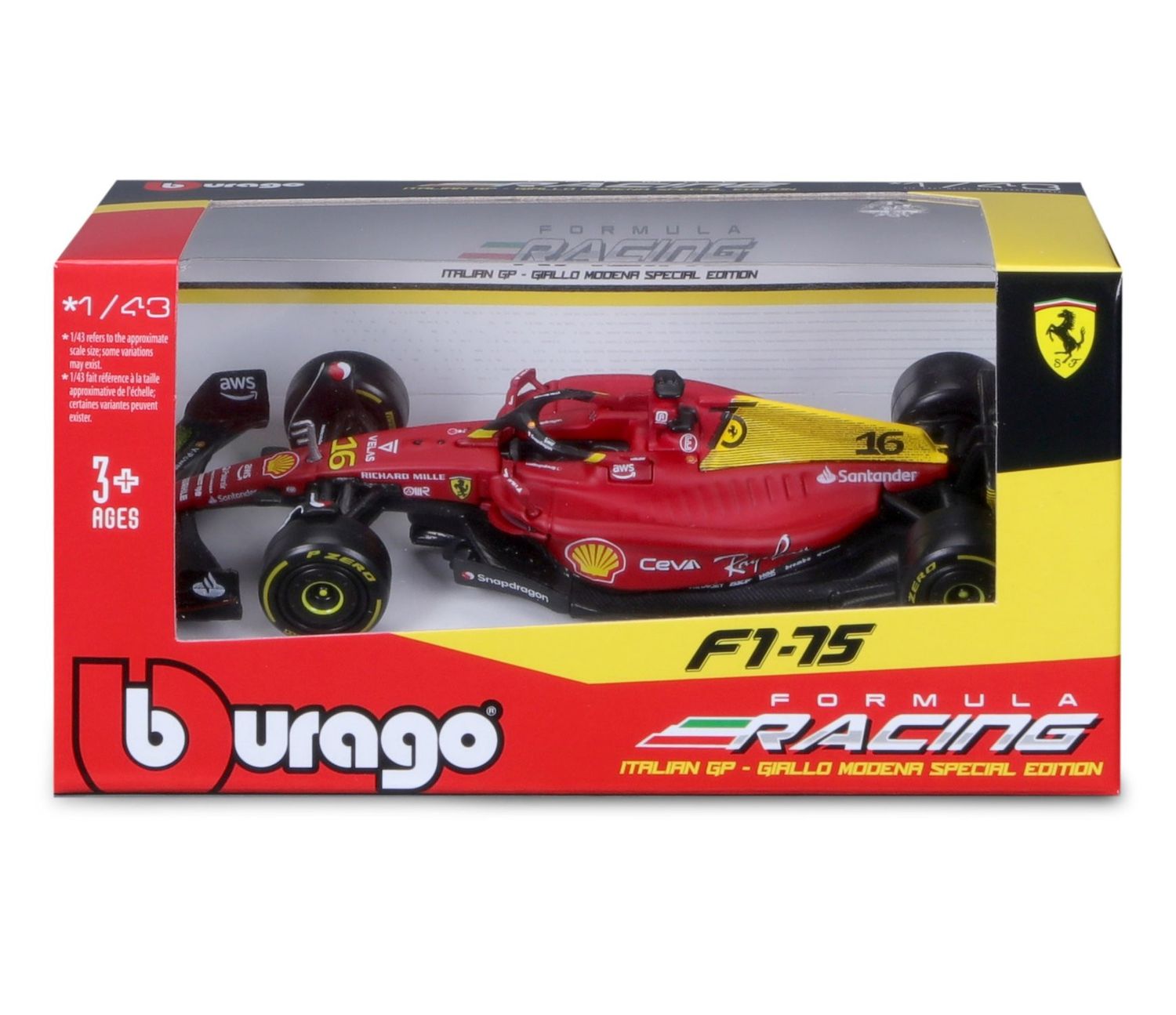 Bburago 1/43 Ferrari F1-75 2022 Monza Livery (Assorted Drivers)