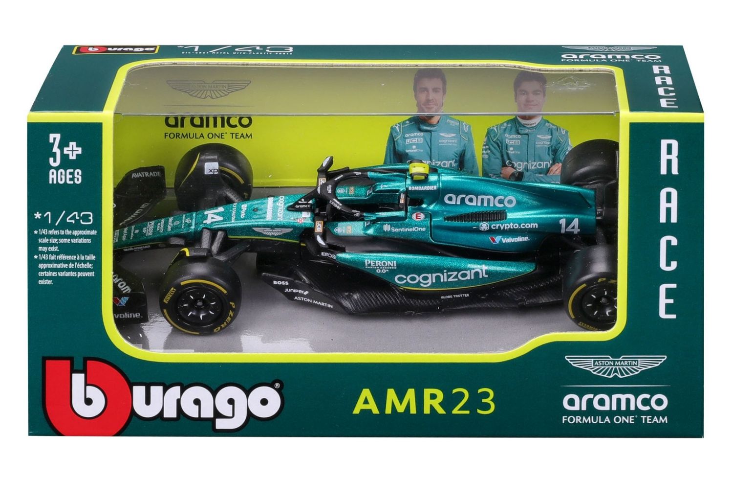 Bburago 1/43 Aston Martin F1 AMR23 2023 (Assorted Drivers)