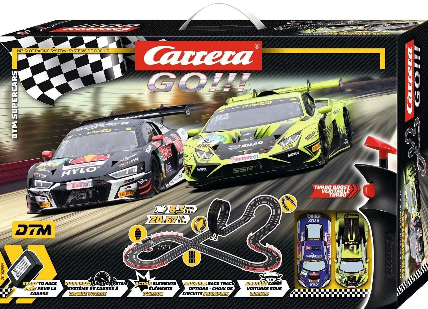Carrera GO!!! 1/43 DTM Supercars Slot Car Set - 6.3m Long