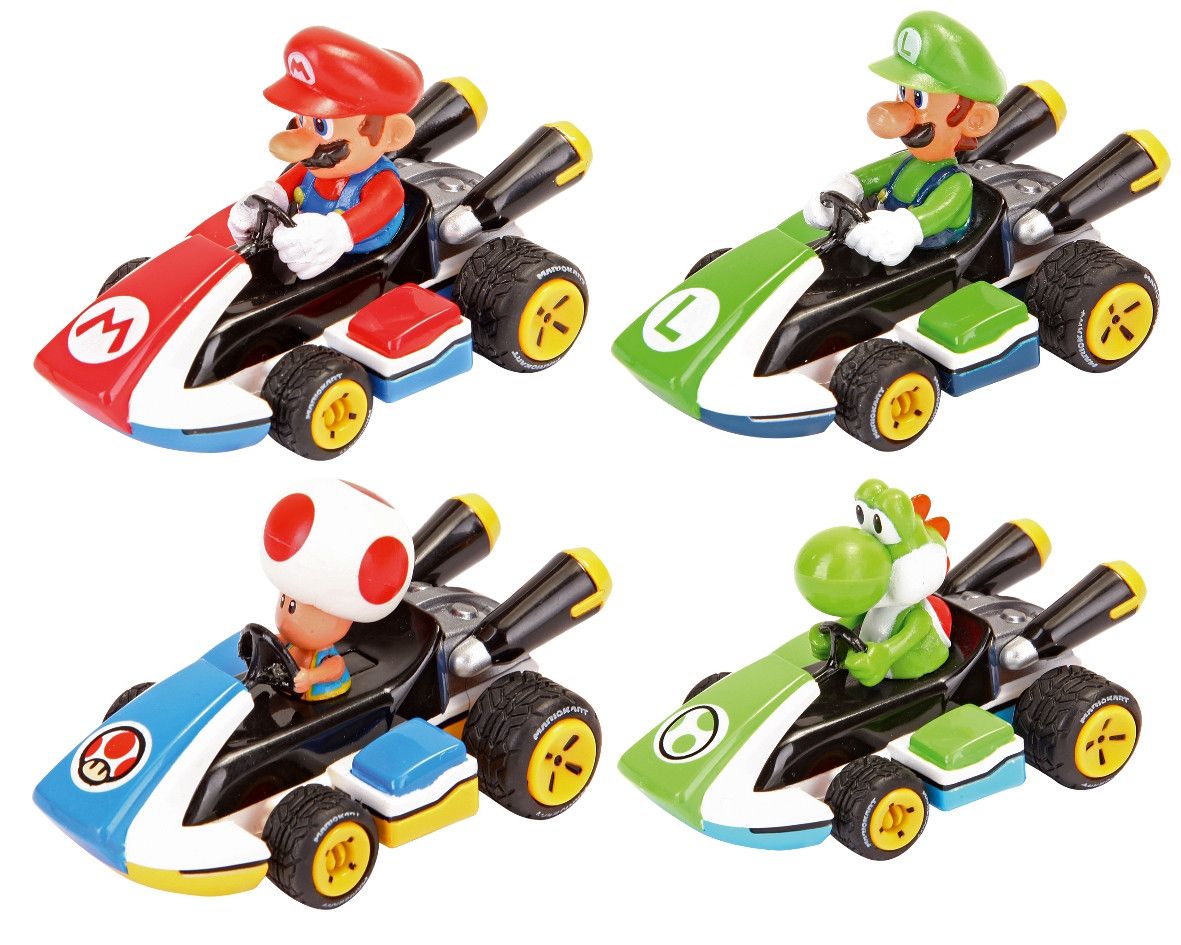 1/43 Pull &amp; Speed Mario Kart (8cm Long) (Assorted, 4 Styles)