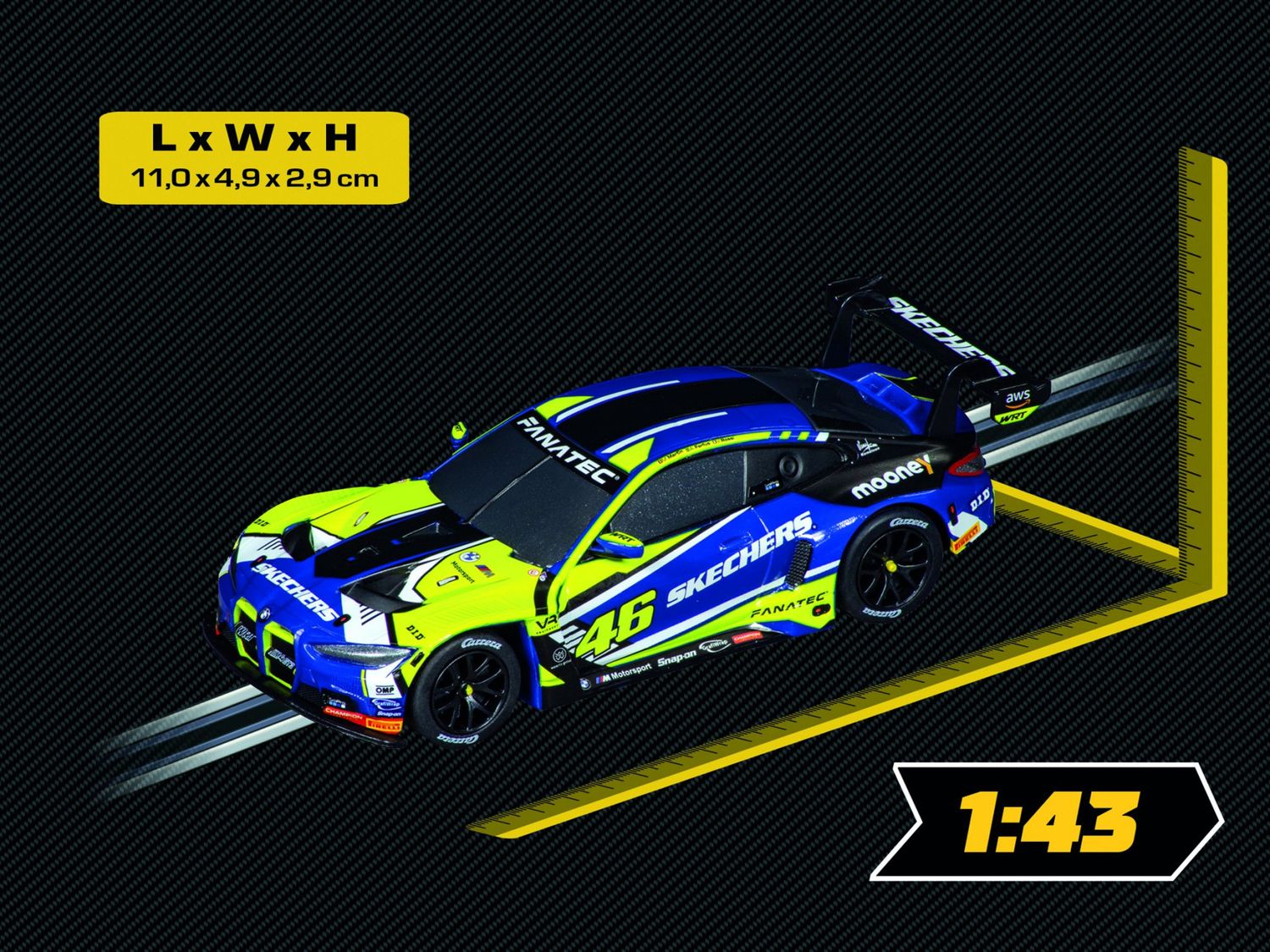 Carrera GO!!! 1/43 BMW M4 GT3 &quot;#46 Valentino Rossi&quot; Slot Car