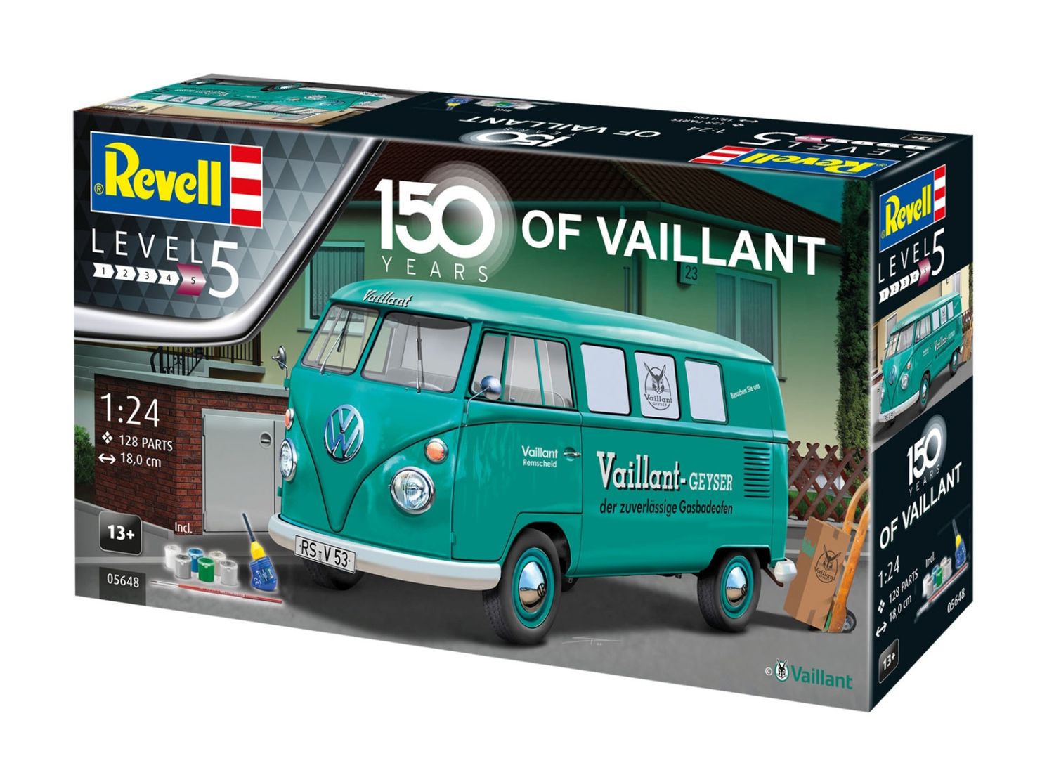 Revell 05648 1/24 Gift Set &quot;150 Years of Vaillant&quot; (VW T1 Bus)
