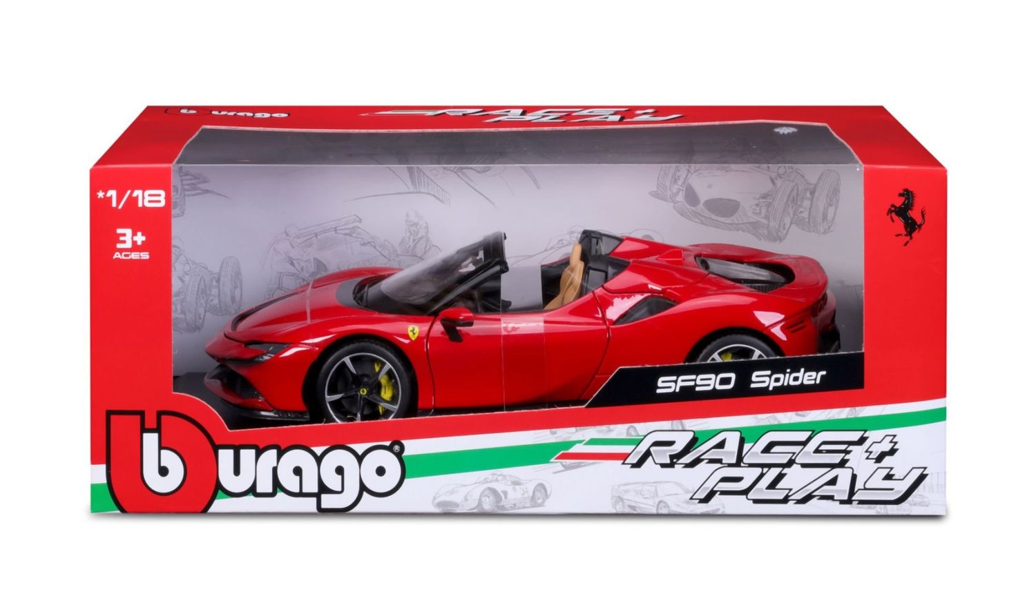 Bburago 1/18 Ferrari SF90 Spider - Red (26cm Long)