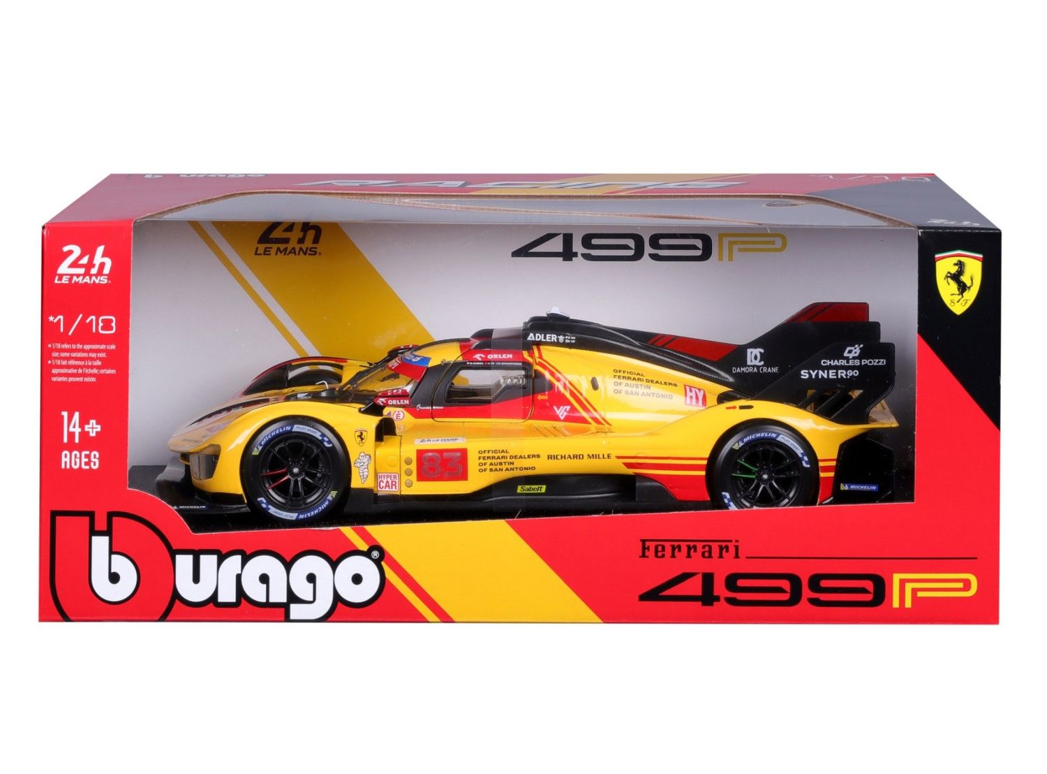 Bburago 1/18 Ferrari 499P LMH 2024 #83 AF Corse Team (27cm Long)