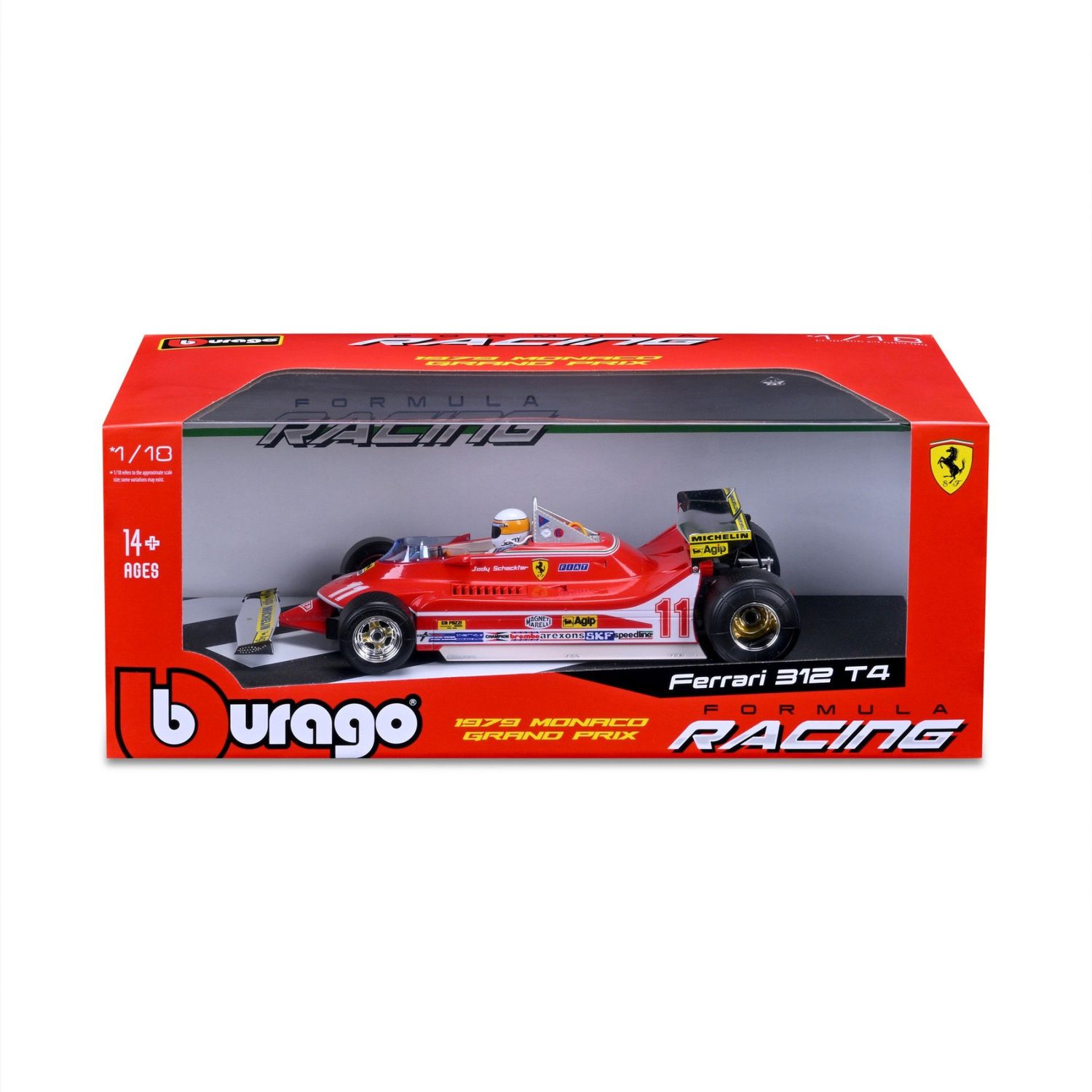 Bburago 1/18 Ferrari 312T4 #11 J.Scheckter 1979 GP Monaco (24cm Long)