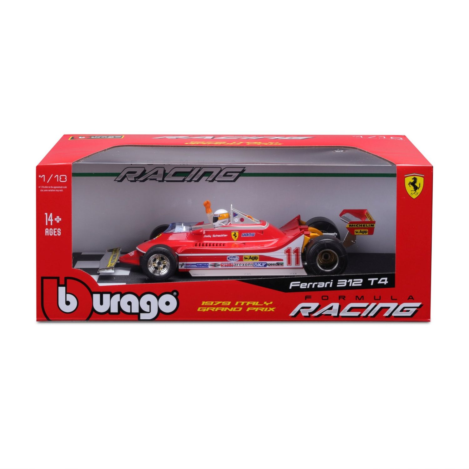 Bburago 1/18 Ferrari 312T4 #11 J.Scheckter 1979 GP Italy (24cm Long)