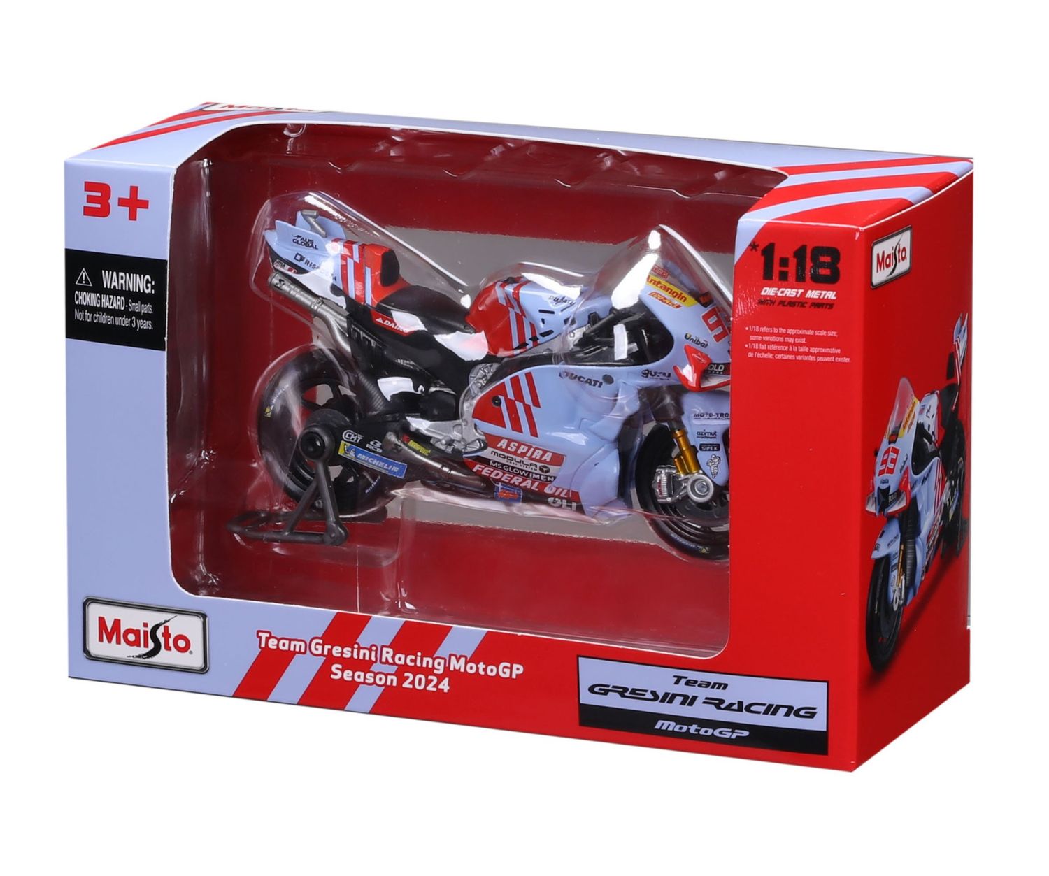 Maisto 1/18 Ducati Gresini MotoGP 2024 - #93 Marc Marquez (11cm Long)