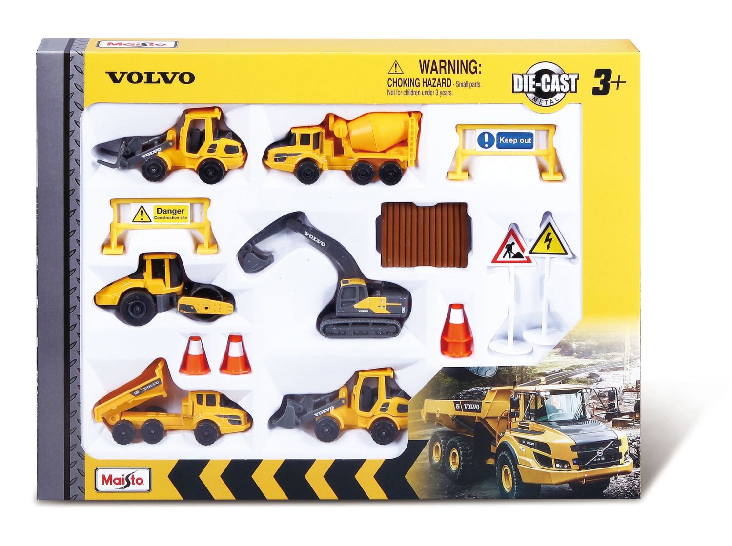 Maisto Mini Work Machines - Volvo (6 pack with Accessories)