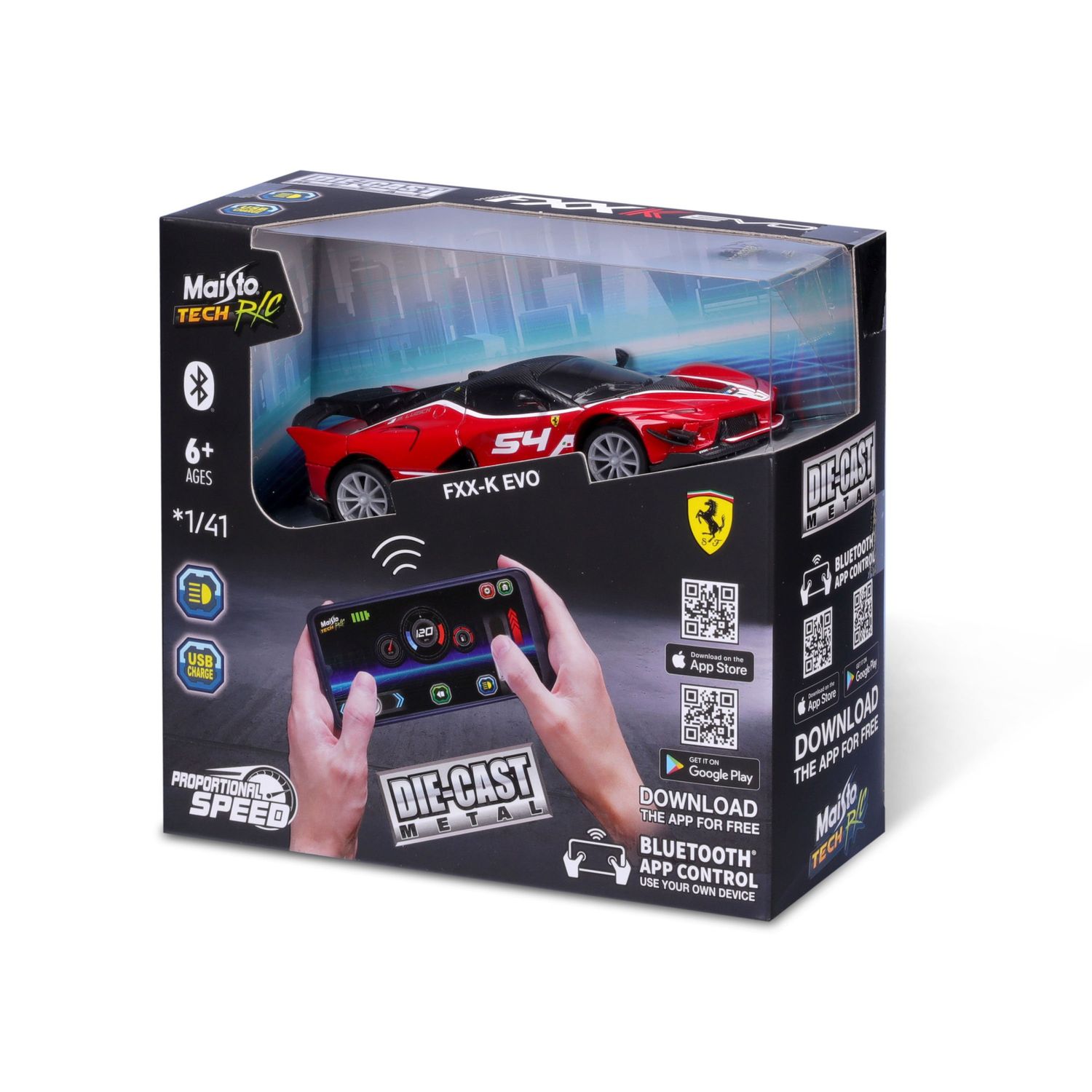 Maisto 1/41 R/C FXX-K EVO (Bluetooth App Controlled) with Battery &amp; USB Charger