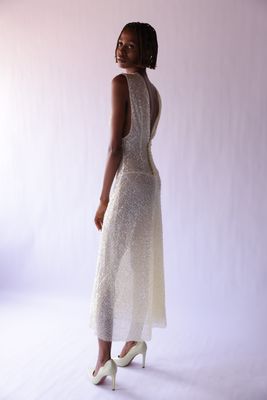 PALE YELLOW SEQUIN SWING DRESS