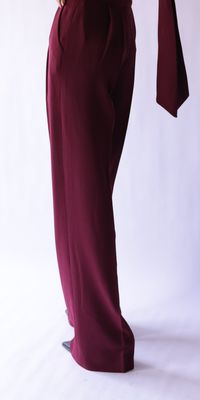 MAROON VEST WITH VELVET TRIM DETAIL PAIRED WITH MATCHING STRAIGHT PANTS