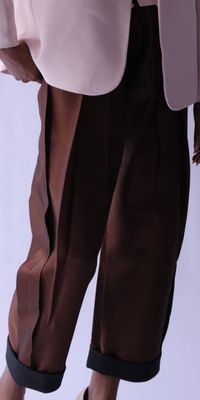 SILK DUPIONI CROPPED PANTS WITH TURNED HEM