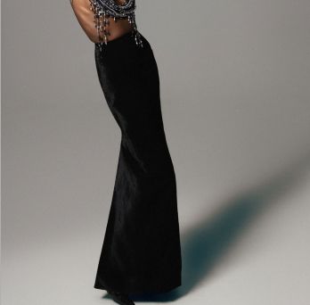 THE HIGH WAIST VELVET MAXI SKIRT