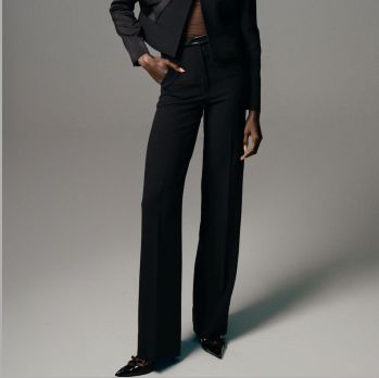 THE CREPE STRAIGHT LEG PANTS WITH PLEATHER BAND
