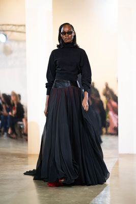 THE CHFFON FULL CIRCLE SKIRT WITH TULLE &amp; PLEATHER DETAIL