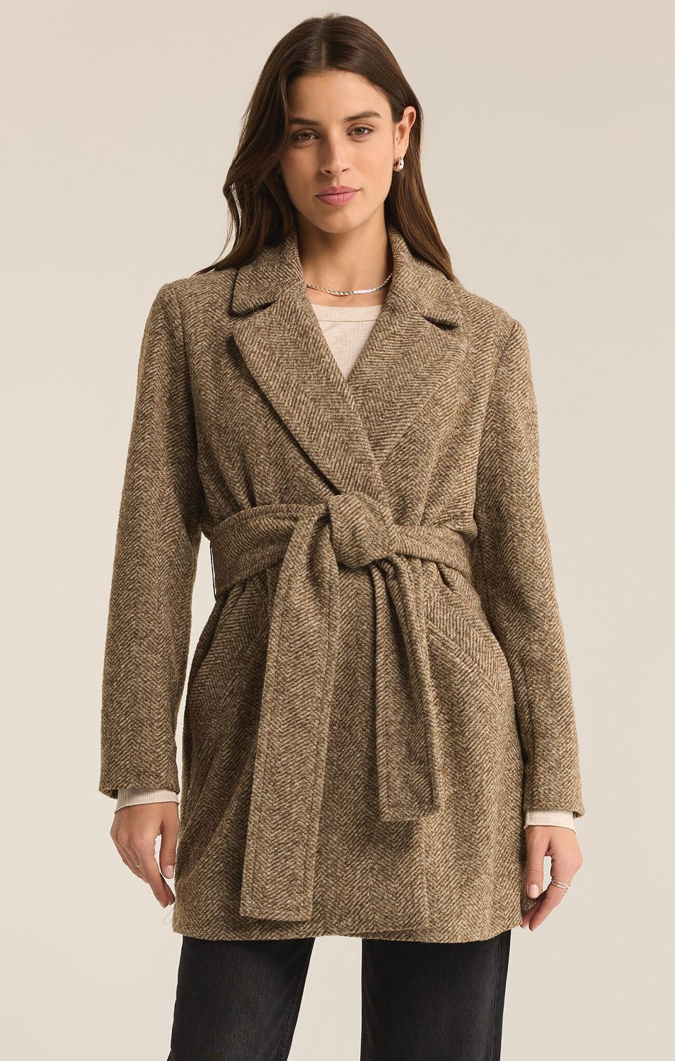 Hawthorne Herringbone Coat, Color: dark chocolate, Size: xs