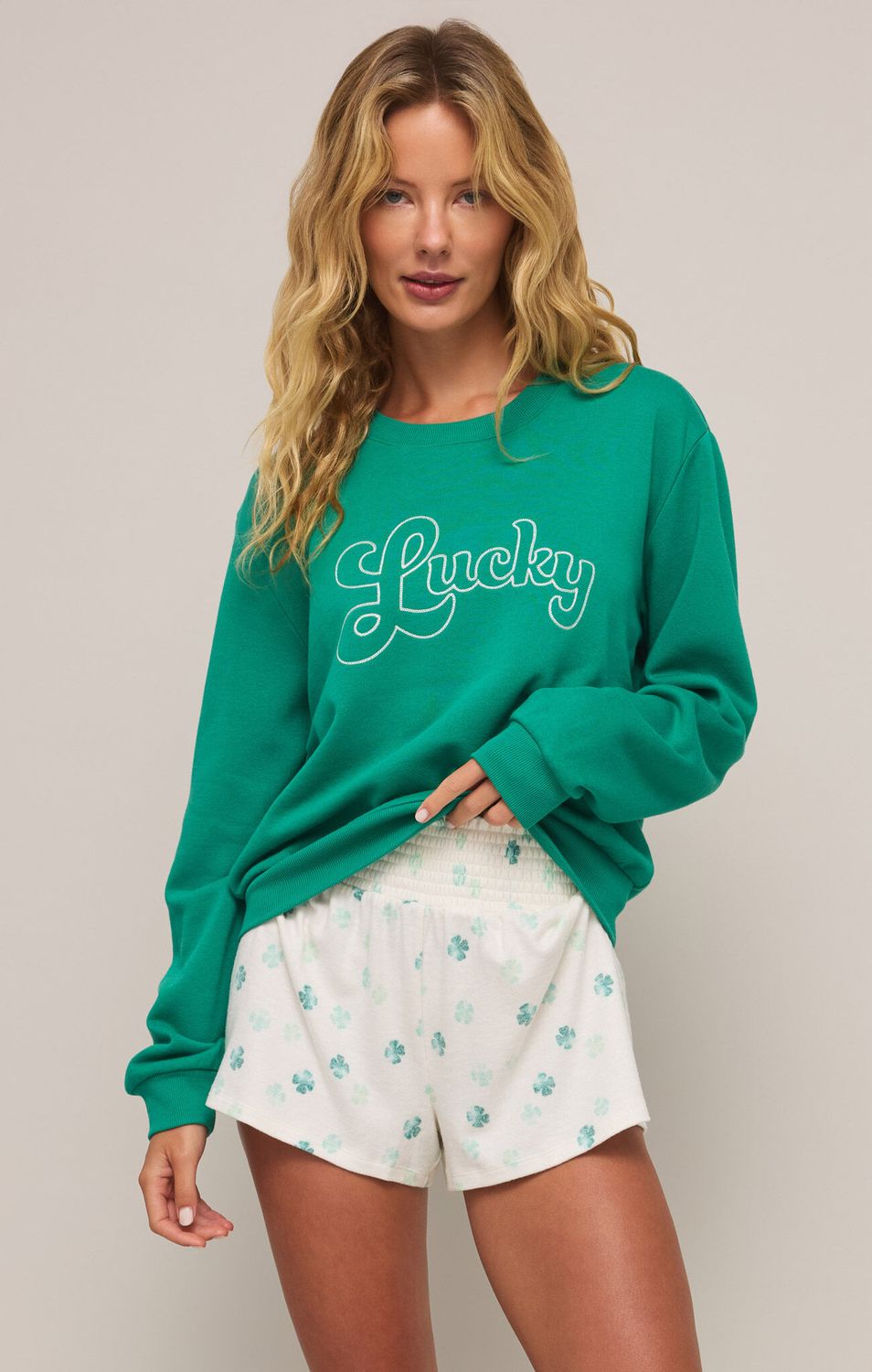 Lucky Sweatshirt, Color: lucky green, Size: xs